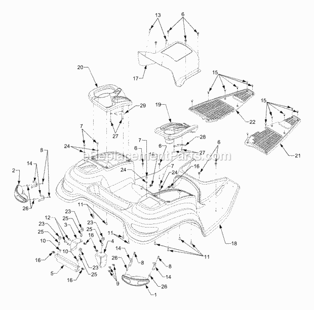 Fender And Running Board Diagram and Parts List for 7284 54AD74H-710, 54AT74H-710 Cub Cadet Lawn Tractor